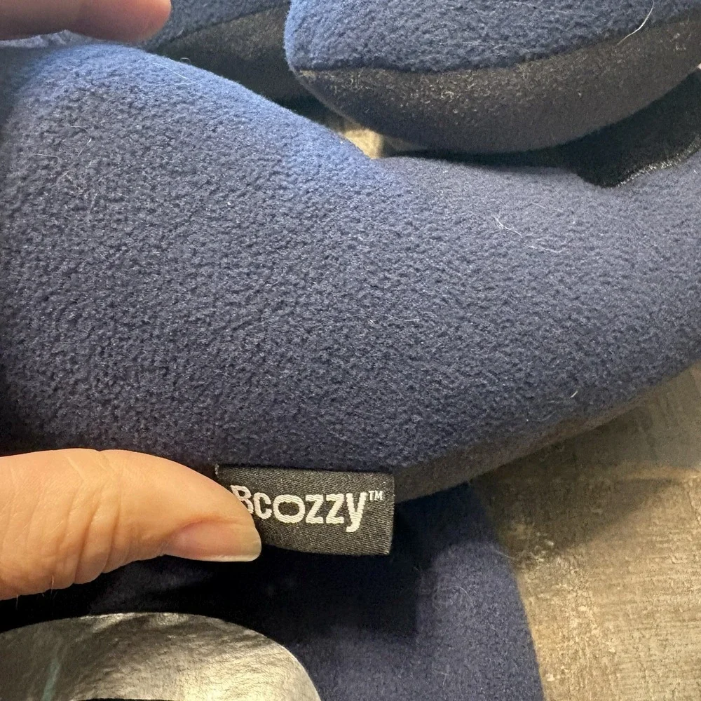 BCOZZY Neck Pillow for Travel Neck Large Blue and Gray With Case